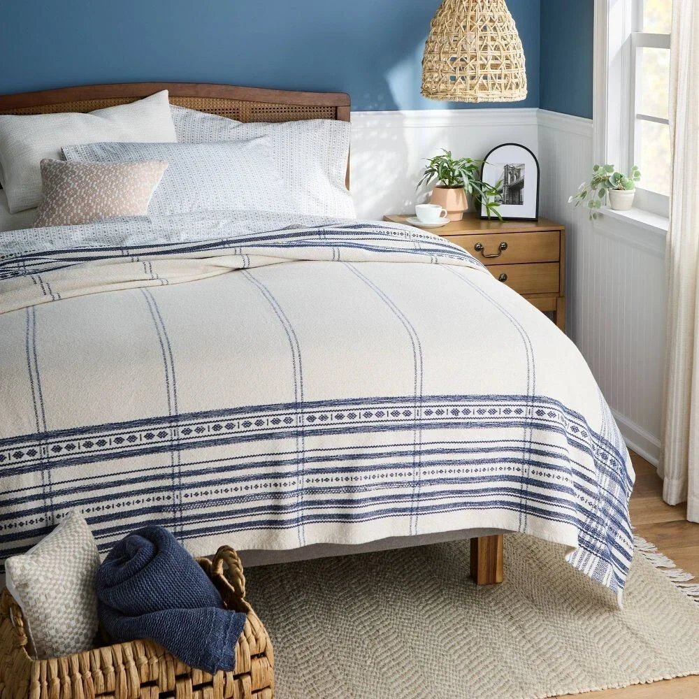 King Yarn Dyed Plaid Cotton Blanket - Threshold - Beige, King, 100% Cotton